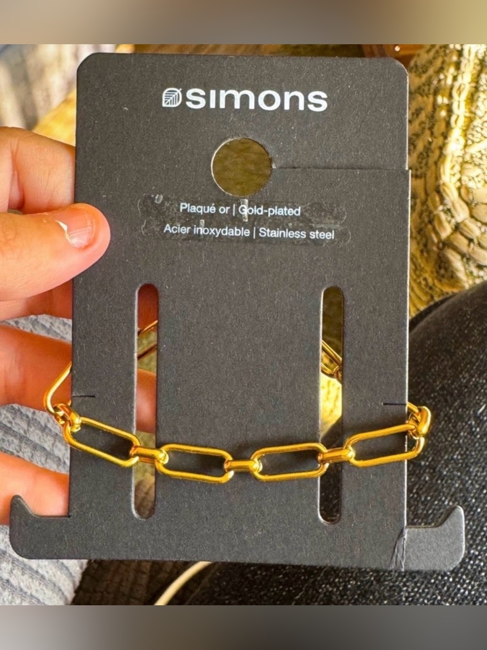 Simons gold plated stainless steel link bracelet